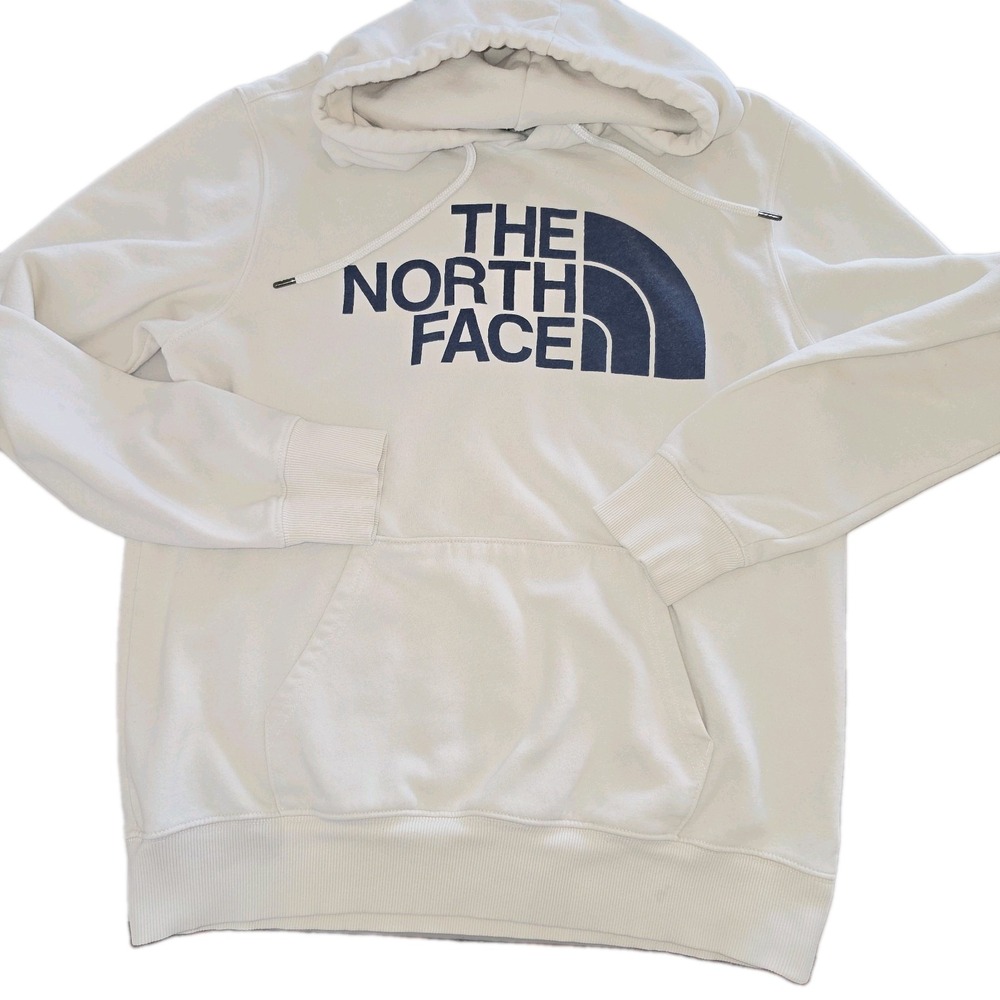 The North Face Mens Off White Vertical Half Dome Logo Pullover Hoodie Size M